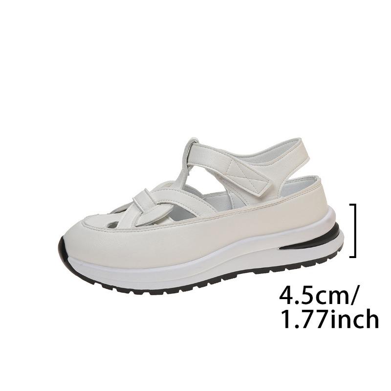 New Large Size Wedge Heel Sandals Women's Bag Head Hollow Breathable Women's Muffin Thick Sole Velcro Women's Sandals