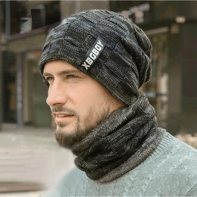 Winter Beanie Hats Scarf Set Warm Knit Hat Skull Cap Neck Warmer with Thick Fleece Lined Winter Hat and Scarf for Men Women