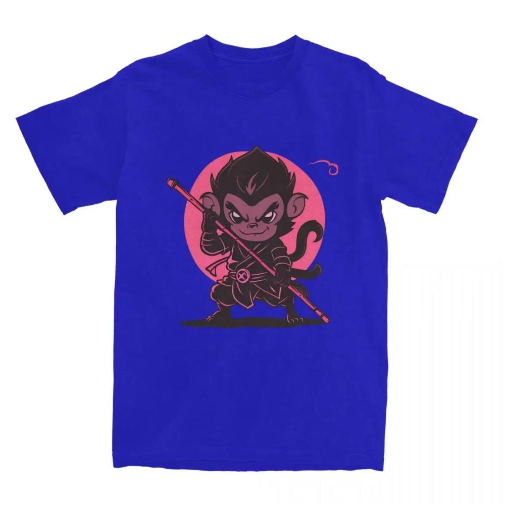 

Черная футболка Myth Wukong New Game для мужчин и женщин, футболка с юмором Monkey Lover, футболка с коротким рукавом и круглым воротником, хлопковые топы S синий