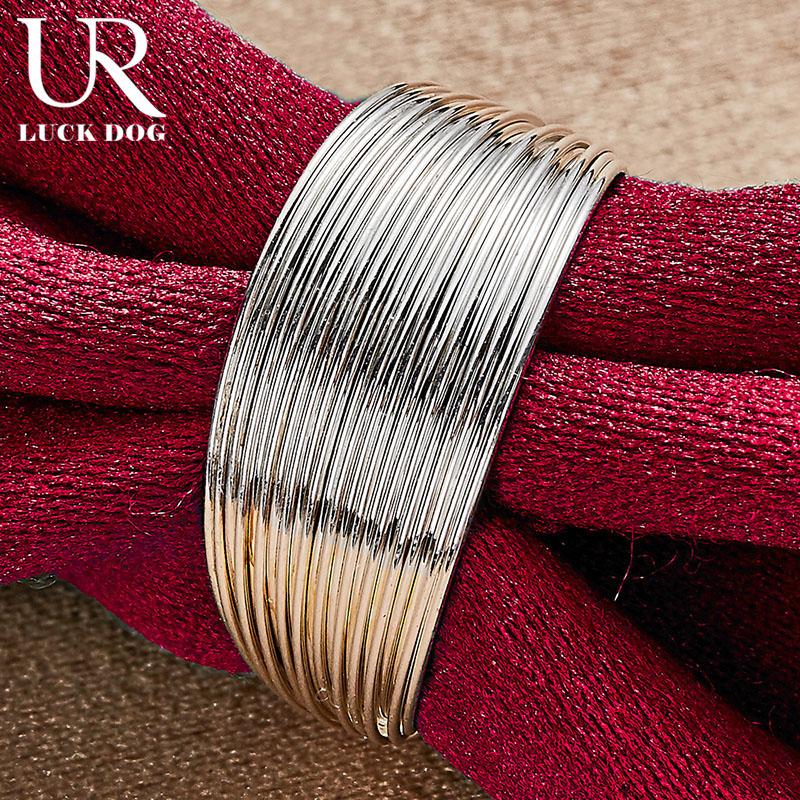 925 Sterling Silver Open Multi Line Ring Fashion Wedding Jewelry