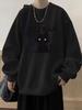 Men's Stylish Printed Round Neck Cat Hoodie - Autumn/Winter Loose Casual Plus Velvet Top