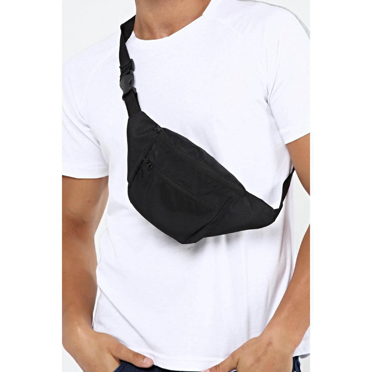 

Crossover Black Unisex Shoulder And Waist Bag With Waterproof Fabric And Strap чёрный