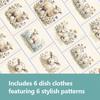 6PCS Kitchen Dishcloths Reusable Cleaning Dish Towels Absorbent Lint Free Cloth Washable Duster Rags Tea Towels Sheep Pattern Dishcloth