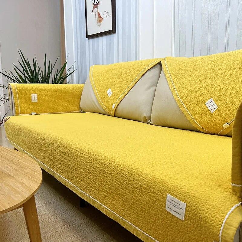 

1 шт., диванный коврик из чистой хлопчатобумажной ткани, универсальный простой однотонный диванный коврик на четыре сезона, противоскользящие салфетки для дивана, летний чехол для дивана 90x90cm