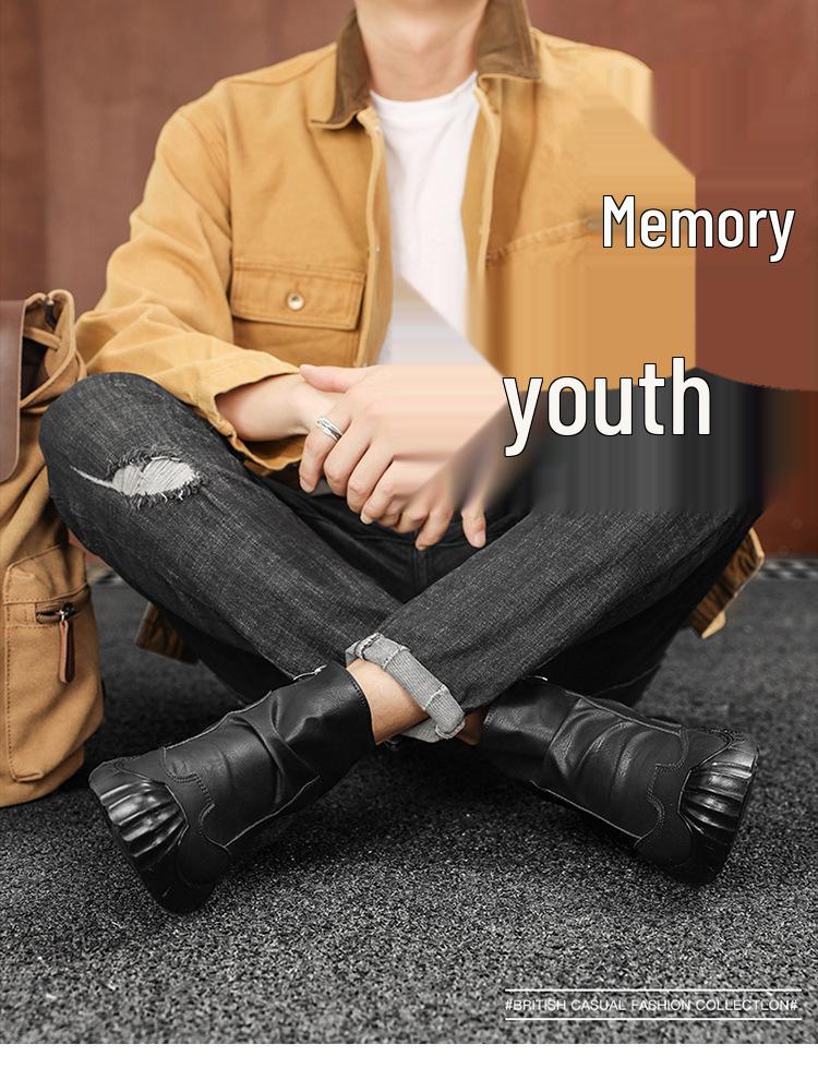 Men's Black Non-Slip Velvet Martin Boots - Wear-Resistant, Comfortable, and Stylish for Autumn/Winter