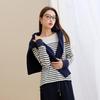 Sancai Plus Size Embroidered Striped Knitted Sweater