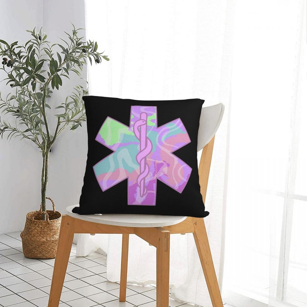 Emt Star Of Life Emergency Medical  Square Pillowcase Pillow Cover Cushion Throw Pillow for Home Sofa Living Room