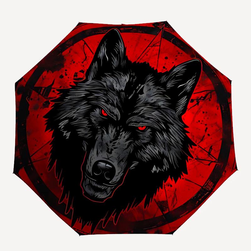 

1pc Wolf Head Emblem Automatic Open/Close Umbrella with Windproof, 8-Rib Sturdy Canopy, Durable Ribs, Ideal for Gifts yy251117060
