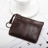 Vintage Genuine Leather Coin Purse Card Holder Mini Bag Retro Solid Color Zipper Clutch Wallet Key Holder for Men Women