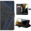 Case - E.F.CONNECTION - iPhone 16 Pro Max - PU Leather - Black-Navy Blue - Anti-Scratch