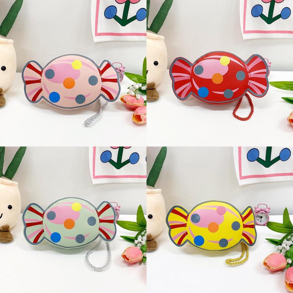 Modern Colorful Candy Pattern Bag For Young Girls Cute Lightweight Purse Pu