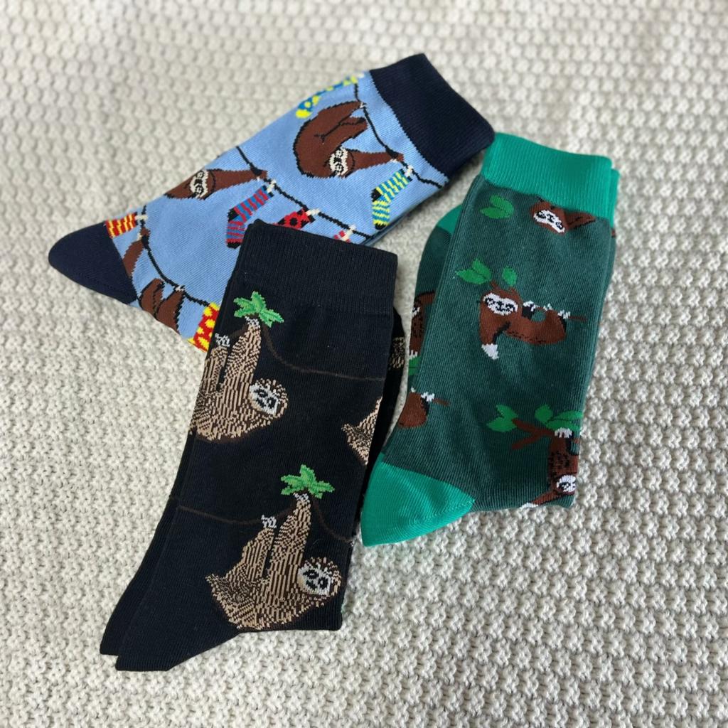 1 pár unisex ponožek kreslený roztomilý potisk lenochoda prodyšné ponožky střední délky vhodné pro všechna roční období pro denní nošení