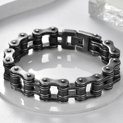 Men's Bicycle Chain Bracelet 16MM Wide Vintage Rock Motorcycle Wristband Man Punk Stainless Steel Biker Gothic Jewelry Accessory