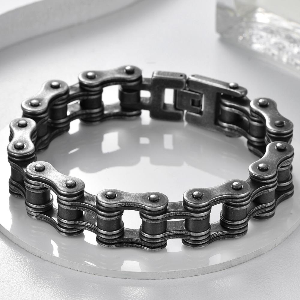 Men's Bicycle Chain Bracelet 16MM Wide Vintage Rock Motorcycle Wristband Man Punk Stainless Steel Biker Gothic Jewelry Accessory