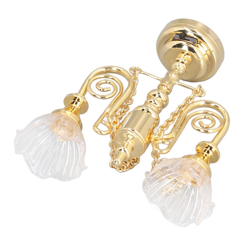 Ceiling Light Multipurpose Retro Exquisite Simulation Innovative Double Hd Flower 1:12 Scale Miniature Ceiling Lamp