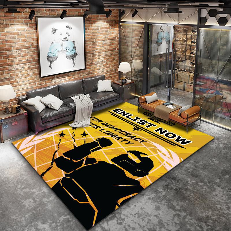 Helldivers Game Silhouettes Carpet Rug For Living Room Bedroom Home Sofa Decoration Kids Play Nonslip Floor Mat