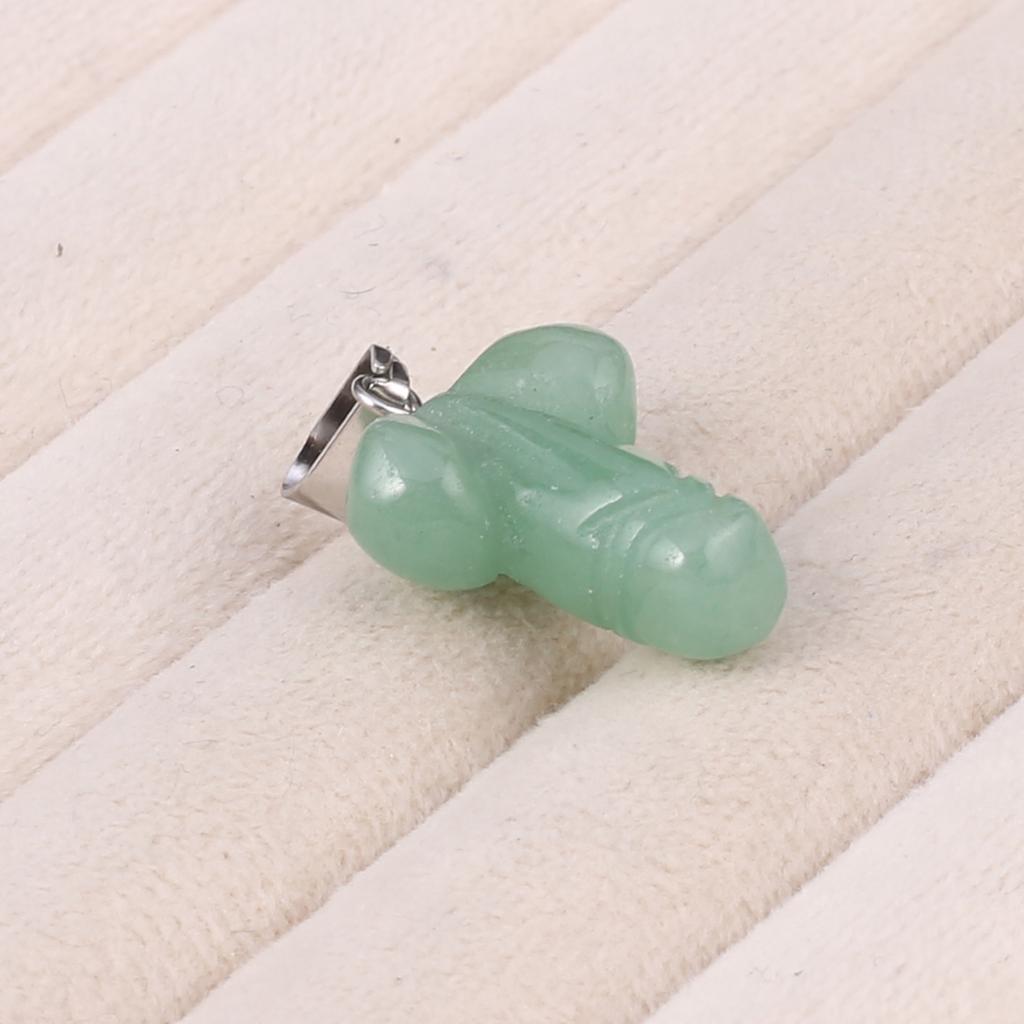 1 pezzo di ciondolo di cristallo curativo Reiki, incisione di cristallo a forma di pene, ciondoli in pietra naturale per la creazione di gioielli fai da te, accessori per collane, regalo per donne, 23x16 mm
