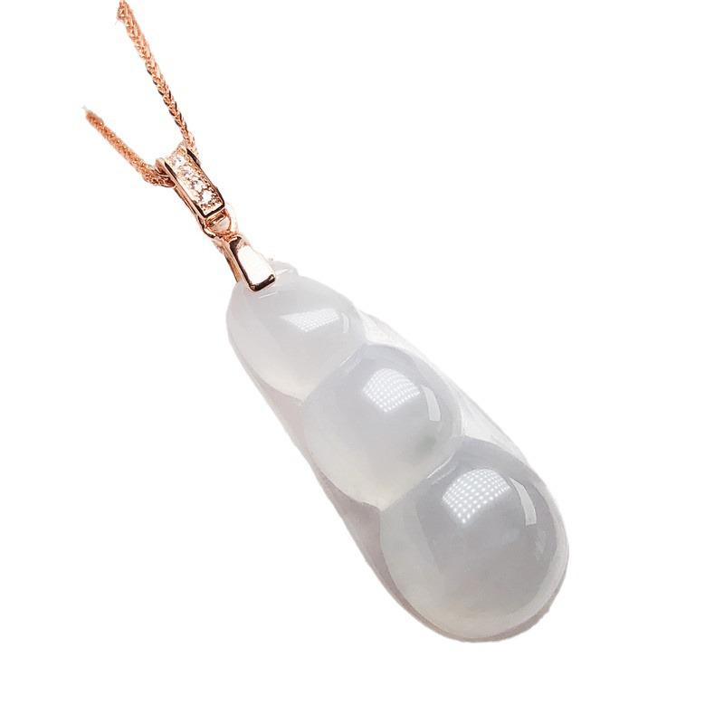 S925 Silver 18k Rose Gold Plated Melon Seed Jade Pendant Buckle Clip