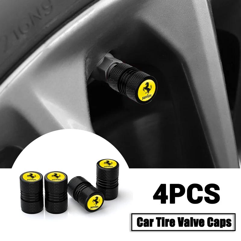 4Pcs Metal Car Tire Valve Cover Wheel Stem Dustproof Air Cap Case For Ferrari Roma Spider SF90 Superfast Competizione LaFerrari JG2