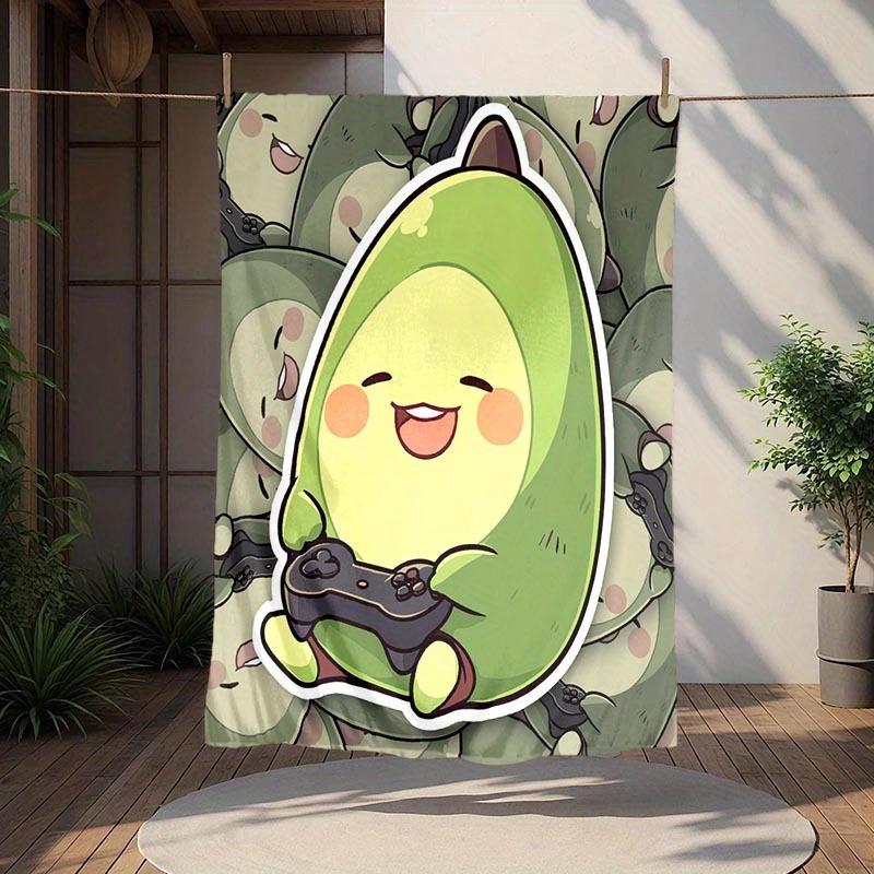 

1pc Avocado Printing Lightweight Flannel Blanket, Comfortable and Warm Blanket, for Camping Sofa Bed and Couch Office, Gift Blankets in 100x150cm