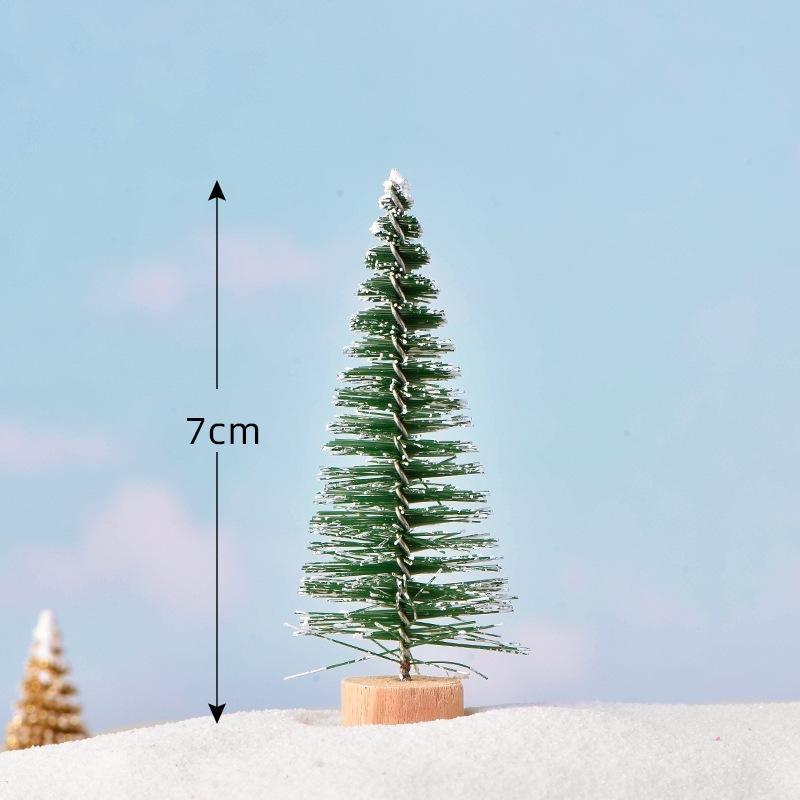 Mini Christmas Tree Ornament With Snow Frosted Design Cute Figurines For Tabletop Holiday Party Decor