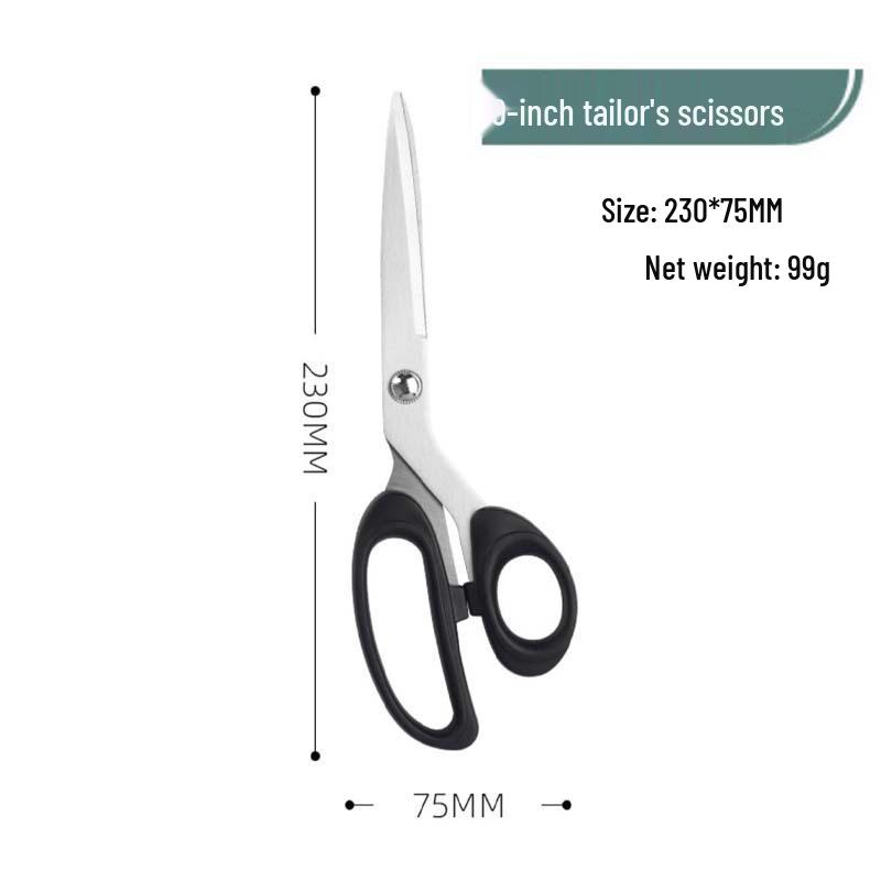 Large Stainless Steel Tailor Scissors with Plastic Handle for Cutting Fabric, Leather, Rope, and Line