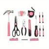 39 stücke Rosa Farbe Auto Auto Rosa Werkzeug Maßband Klaue Hammer Inbusschlüssel Schere Set Haushalts Reparatur Kit Box mechanik Teile