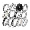 Rotatable Stainless Steel Decompression Ring with Engraved Pattern - Fashionable, Simple Jewelry.