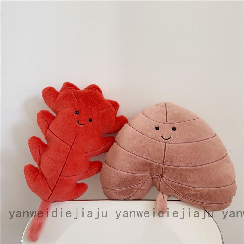 Shaped Leaf Trendy Floral Plush Pillow With Embroidery Detail For Home Decor Office