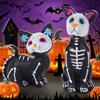Colorful Black Cat Skeleton Figurine Resin Black Cat Statue Halloween Black Dog Figurine  Cabinet