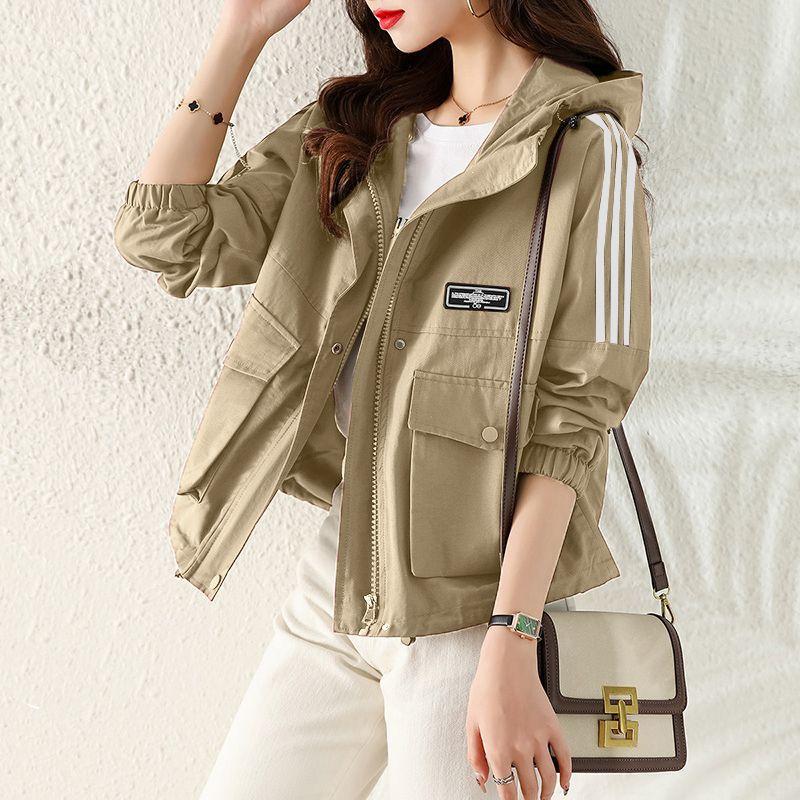 Frühling und Herbst Damen Kurze Jacke Mode Windjacke Freizeitjacke Kurzer Mantel