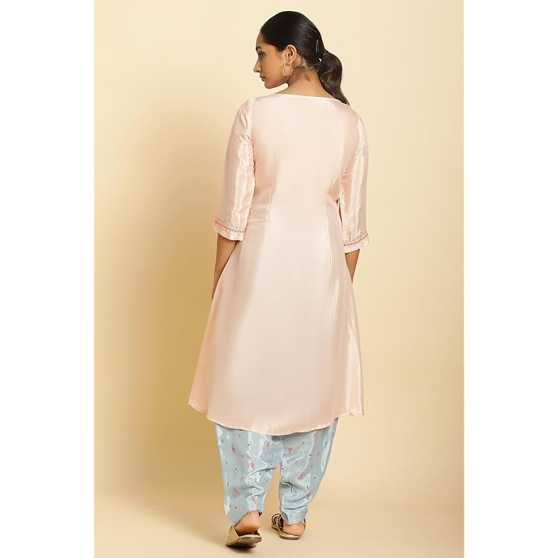 

W for Woman Women s Viscose Solid Regular Kurta (23AUW19242-219277_Peach_12) L
