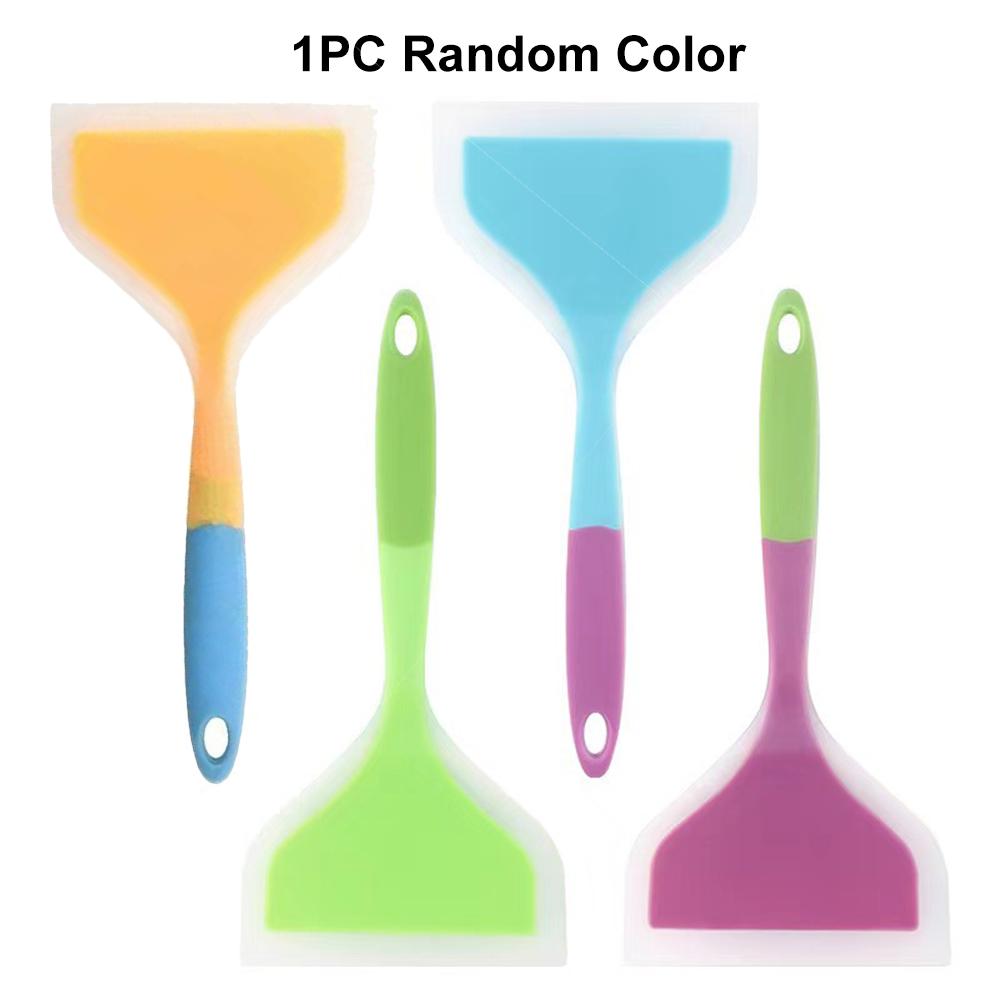 Silicone Spatula Wide Pancake Turner Nonstick Heat-Resistant Pancake Shovel for Cooking Baking Color Random
