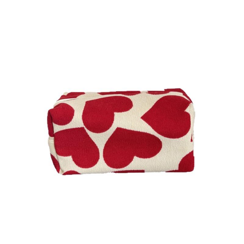 Corduroy Heart Pillow Bag Cosmetic Bag Cute Skincare Storage Bag