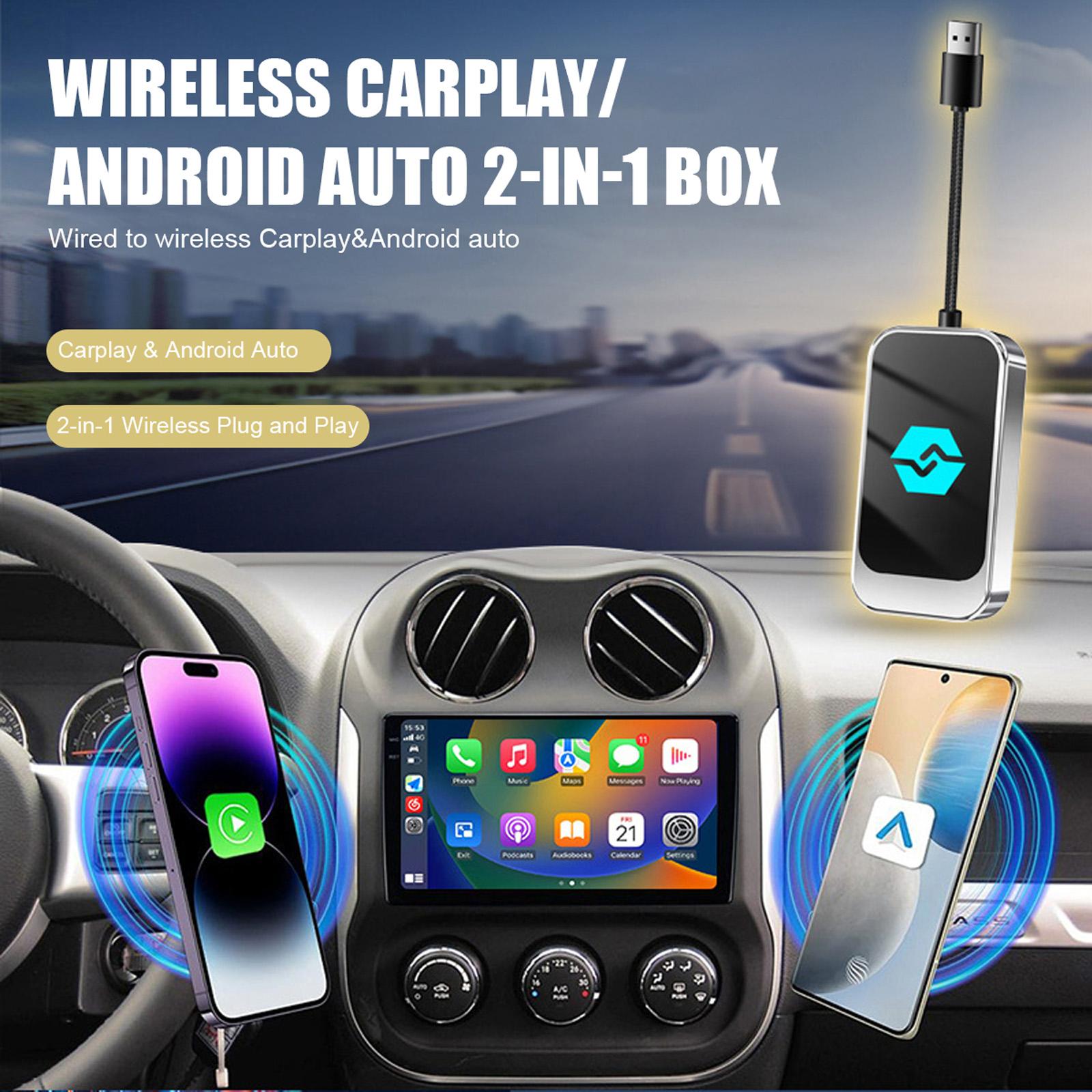 

2in1 USB Wireless Car/Play Auto Car Adapter For Android & Car/play One Size