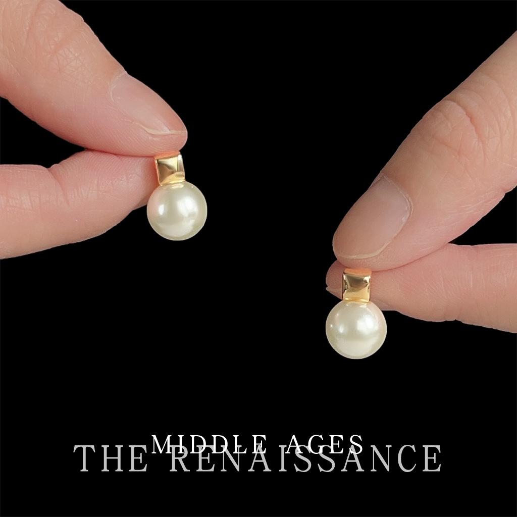 Французские ретро серьги-пусеты с жемчугом, простые серьги для通勤, женские