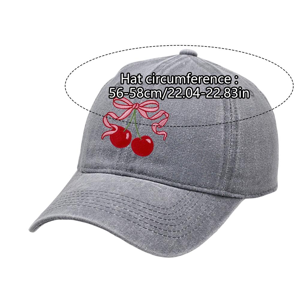 Cotton Baseball Caps with Cherry Bowknot Print Adjustable Size Truckers Hat For Sun Protections Women Teens Daily Wear