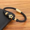 Hot Stainless Steel Geometric Bead Soccer Leather Woven Bracelet Unisex Trendy Fashion Charm Versatile Sports Jewelry Gift