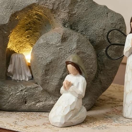 Easter Resurrection Scene Set Resin Easter Scene Empty Tomb Figurine Christian Easter Gifts for Religious