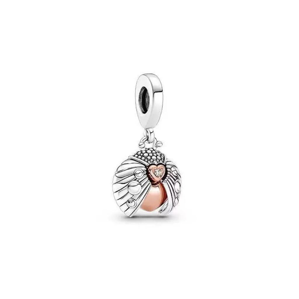 Letter Mom Pendant S925 Pure Silver Bird Heart Sun Moon Charm Snake Bone Chain Beads Accessories Women's Jewelry Gift