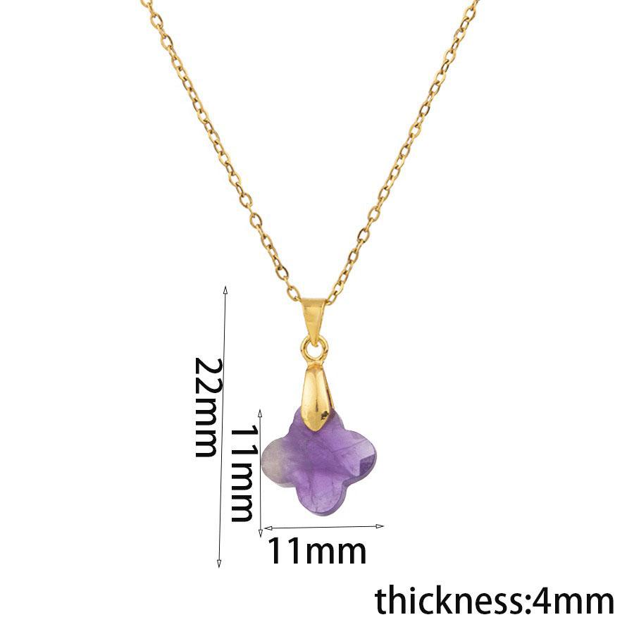 1pc Natural Stone Faceted Four-leaf Clover Pendant Charm Necklaces for Women Jewelry Gift