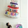 3D Birthday Cake Aluminum Film Balloon Decoration Colored Double Layer Cake 1 Year Old Baby Shower Birthday Party Supplies