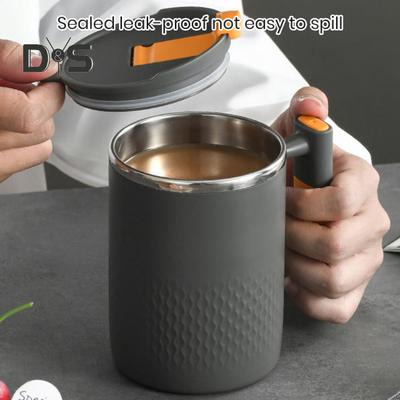 Taza de café práctica de 450 ml, excelente superficie lisa, taza de agua y café con tapa