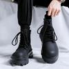 Hochwertige britische Stress-Stil Stiefeletten für Herren, einfarbig schwarz, Hombre, täglich, Qualität, lässig, zum Ausgehen, höhenerhöhende Schuhe
