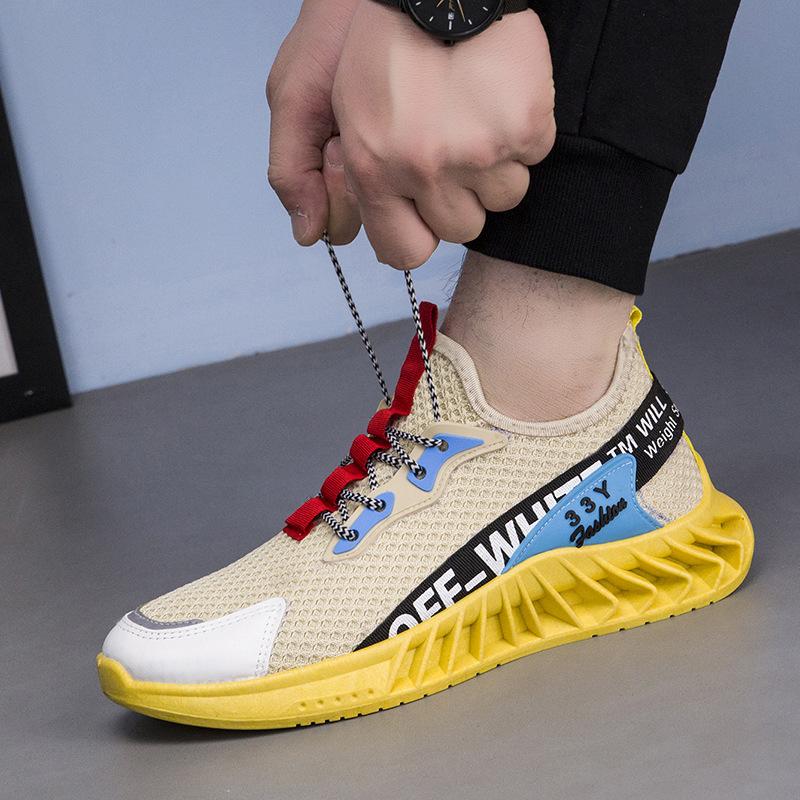 Spring Men's Shoes Lightweight High-elastic Flying Woven Blade Shoes Trendy Color Matching Student Sports Casual Shoes Men