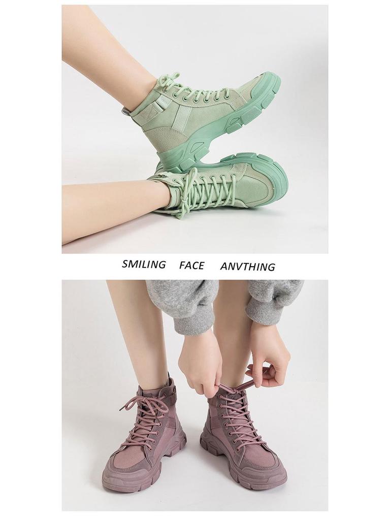 2024 Весняні Жіночі Модні Канвасові Чоботи-Платформа Лицарського Стилю - Універсальний Корейський Кампусний Стиль