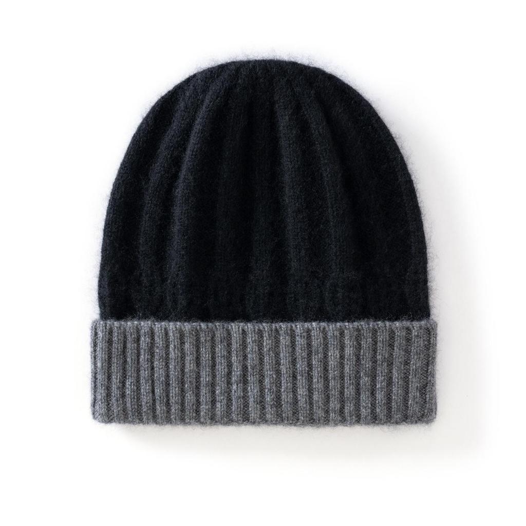 2025 Autumn/Winter Children's Cashmere Color Block Knit Beanie - Fashionable and Versatile Headwear