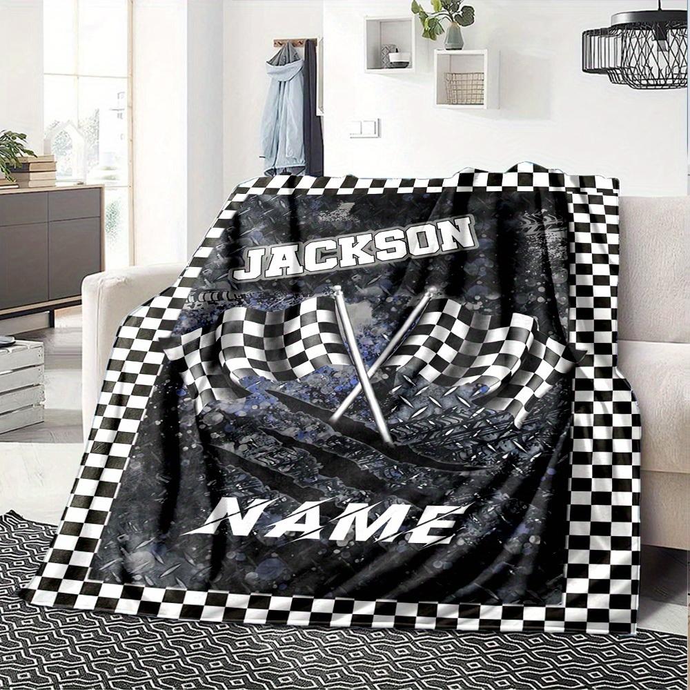 Racing Flag Home Customize Your Name Blankets Comfortable Soft Portable Blanket For All Seasons Suitable For Picnics Sofas Offices Beds Living Rooms