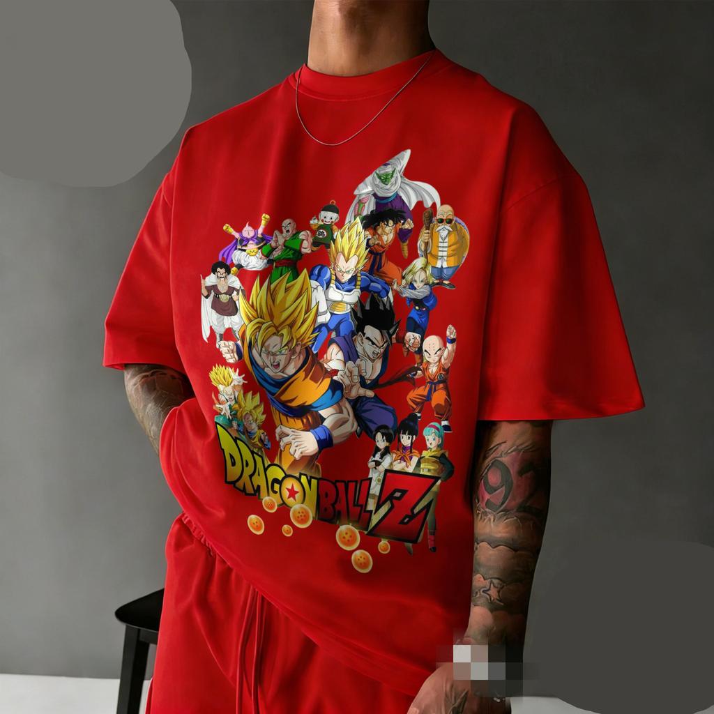 New Arrival Dragon Ball Z Oversized Nostalgia T-shirt  Full Character Cast Retro Graphic Print 100% Cotton Casual Tee