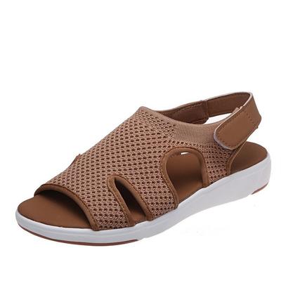 22 Summer New European and American Sandals Large Size Breathable Elastic Fly Weaving Flat Bottom Casual